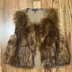 The Limited Faux Fur Vest in Rich Brown